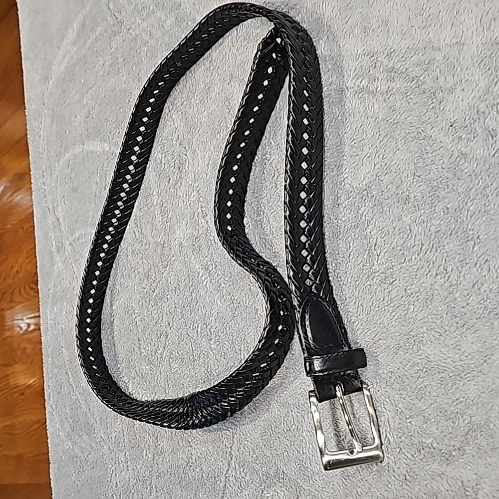 Men's Black Braided Belt. Leathertab bonded lacing. Size 46. Never worn